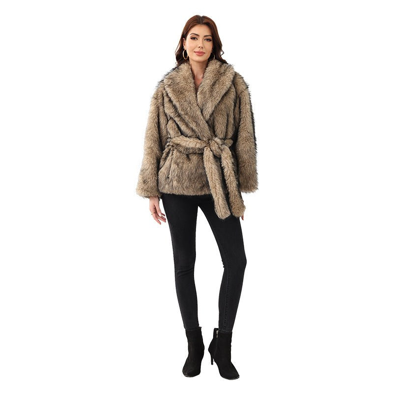 Ulrike | Women's Belted Elegant Faux Fur Coat