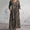 Una | Women's Curved Stripe Design Dress – Casual Dress