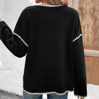 Una | Women's Button Detail Pockets Knit Cardigan in Black