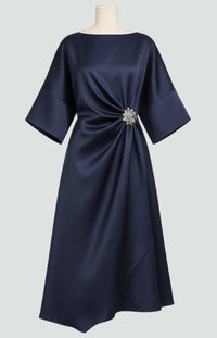 Ursula | Women's Draped Midi Batwing Sleeve Dress