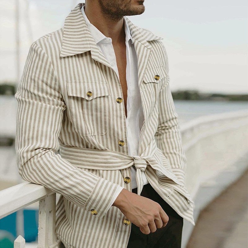 Ursula | Women's Striped Pockets Fashionable Casual Jacket
