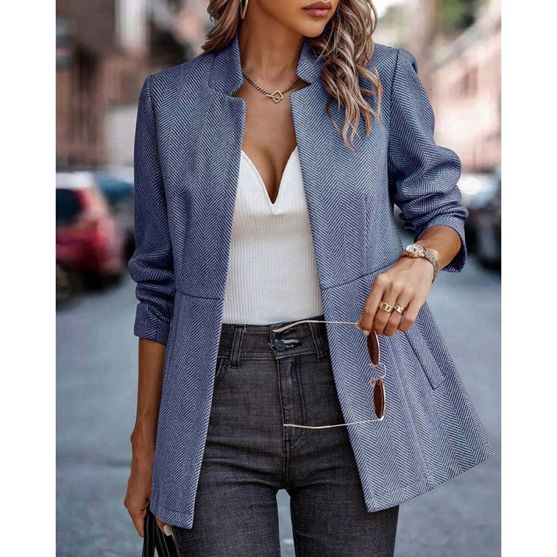 Valdemara | Women's Textured Blazer in Blue