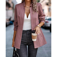 Valdemara | Women's Textured Blazer in Dark Red