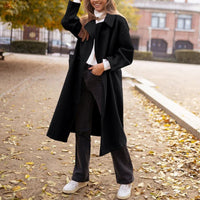 Valentine | Women's Textured Oversized Elegant Coat in Black