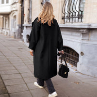Valentine | Women's Textured Oversized Elegant Coat in Black