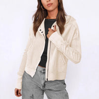 Vanessa | Women's Textured Hooded Casual Jacket in Beige