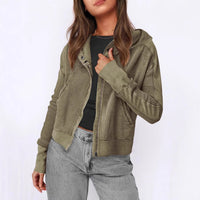 Vanessa | Women's Textured Hooded Casual Jacket in Olive Green