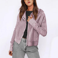 Vanessa | Women's Textured Hooded Casual Jacket in Pink
