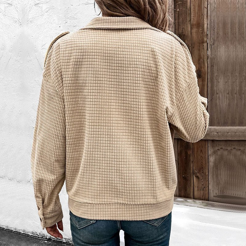 Vanessa | Women's Zip Textured Jacket in Khaki