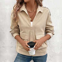 Vanessa | Women's Zip Textured Jacket in Khaki