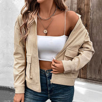 Vanessa | Women's Zip Textured Jacket in Khaki