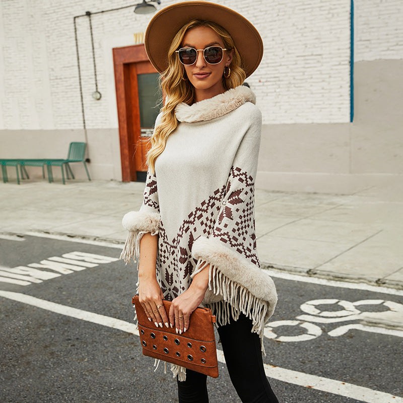 Vanina | Women's Faux Fur Fringe Elegant Poncho