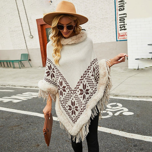 Vanina | Women's Faux Fur Fringe Elegant Poncho