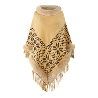 Vanina | Women's Faux Fur Fringe Elegant Poncho in Light Green