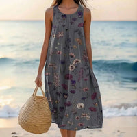 Velvet | Women's Floral-style Print Across Midi Dress in Dark Gray