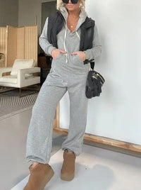 Vera | Women's V-Neck Pockets Casual Jumpsuit in Gray