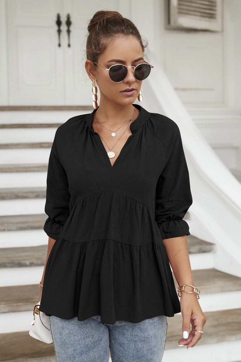 Verena | Women's Voluminous Ruffle Tunic in Black