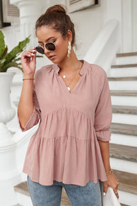 Verena | Women's Voluminous Ruffle Tunic in Light Pink