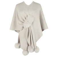 Verginia | Women's Faux Fur Elegant Poncho in Apricot