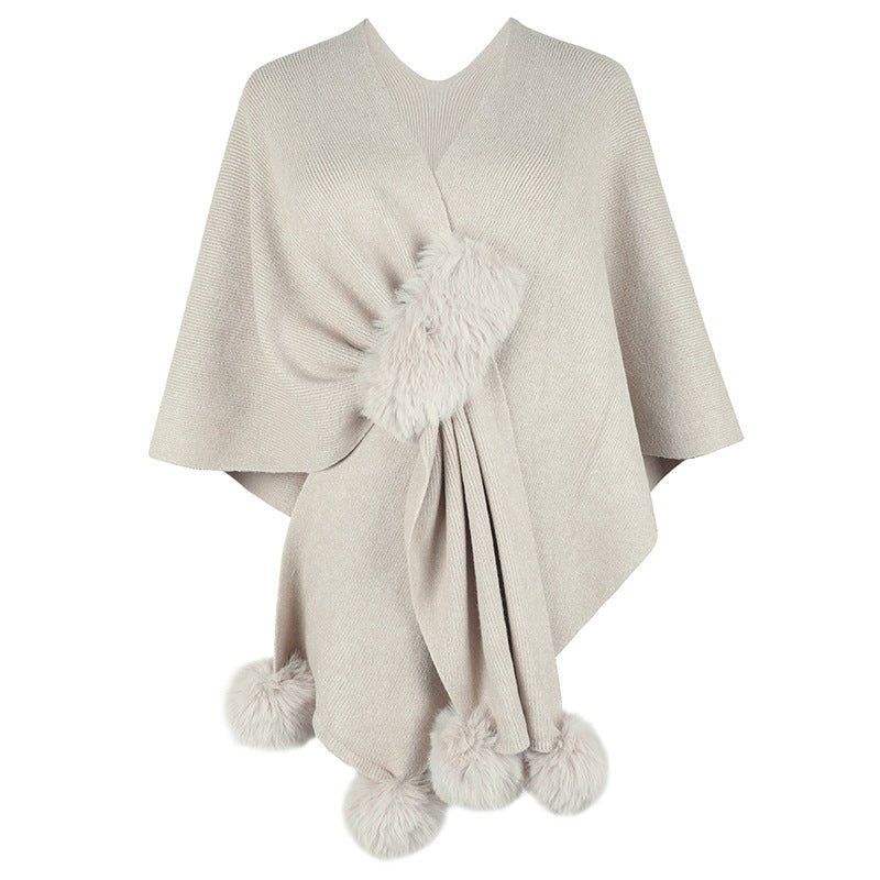Verginia | Women's Faux Fur Elegant Poncho in Apricot