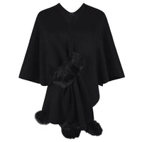 Verginia | Women's Faux Fur Elegant Poncho in Black