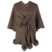 Verginia | Women's Faux Fur Elegant Poncho in Brown