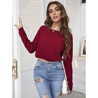 Veridiana | Women's Long Sleeve Top in Wine Red
