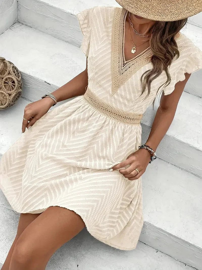 Verity | Women's Flutter Sleeve V-Neck Mini Dress