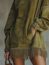 Veronique | Women's Fringe Mini High Neck Dress