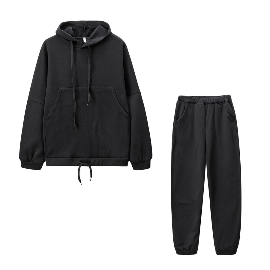 Veronique | Women's Pockets Hooded Comfortable Casual Tracksuit Set in Black