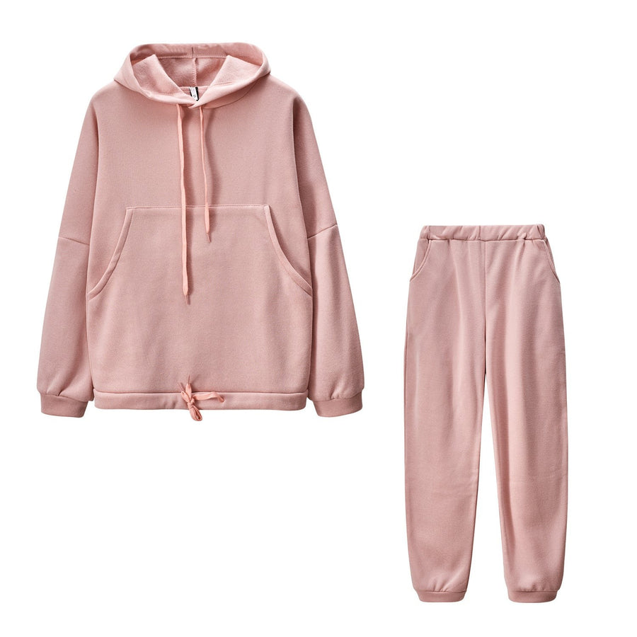 Veronique | Women's Pockets Hooded Comfortable Casual Tracksuit Set in Pink