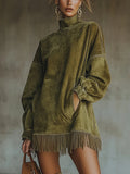 Veronique | Women's Fringe Mini High Neck Dress