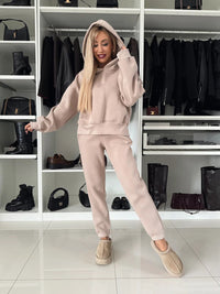 Vespera | Women's Fleece Soft Joggers in Apricot