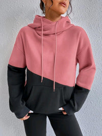 Vesta | Women's Color Block Hooded Casual Hoodie in Pink