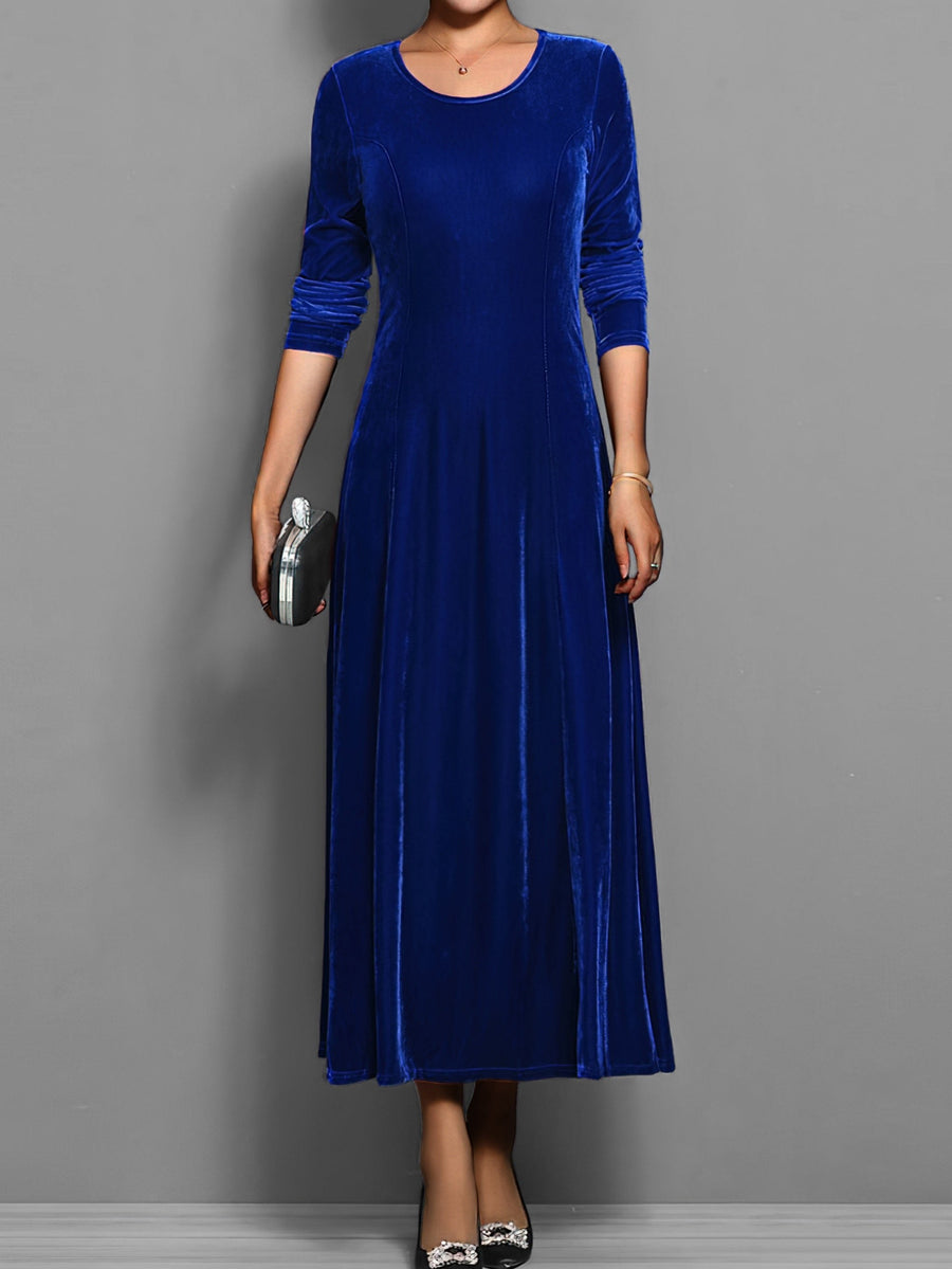 Vesta | Women's Full-Length Flared Skirt Dress in Blue