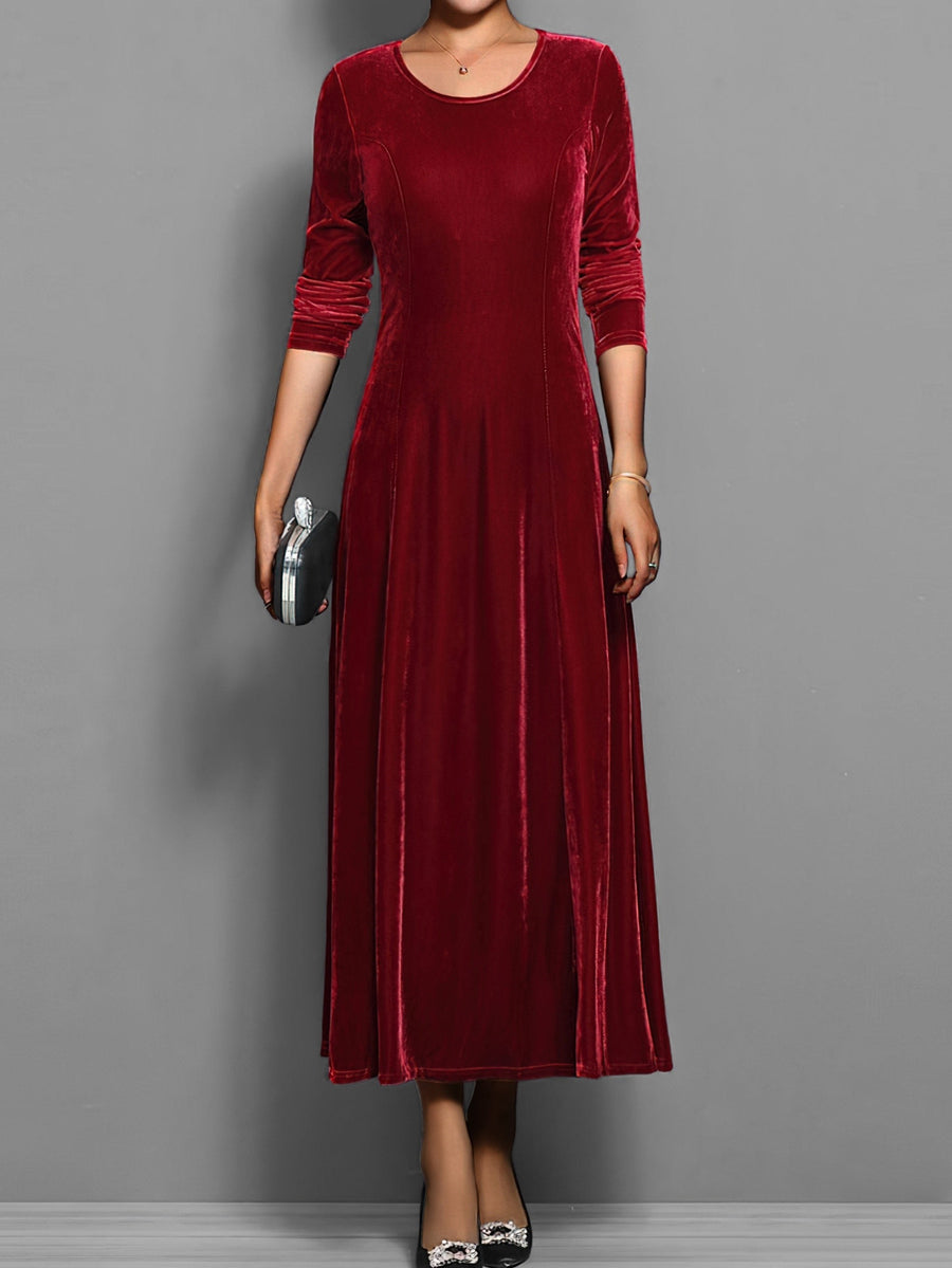 Vesta | Women's Full-Length Flared Skirt Dress in Red