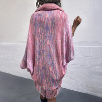 Vevina | Women's Faux Fur Collar Fringe Elegant Poncho