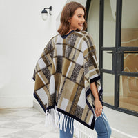 Vianne | Women's Plaid Fringe Elegant Modern Poncho