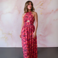 Viola | Women's Halter Neck Front Slit Maxi Dress