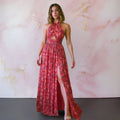 Viola | Women's Halter Neck Front Slit Maxi Dress