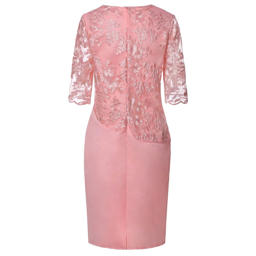 Vita | Women's Knee Length Embroidered Overlay Dress