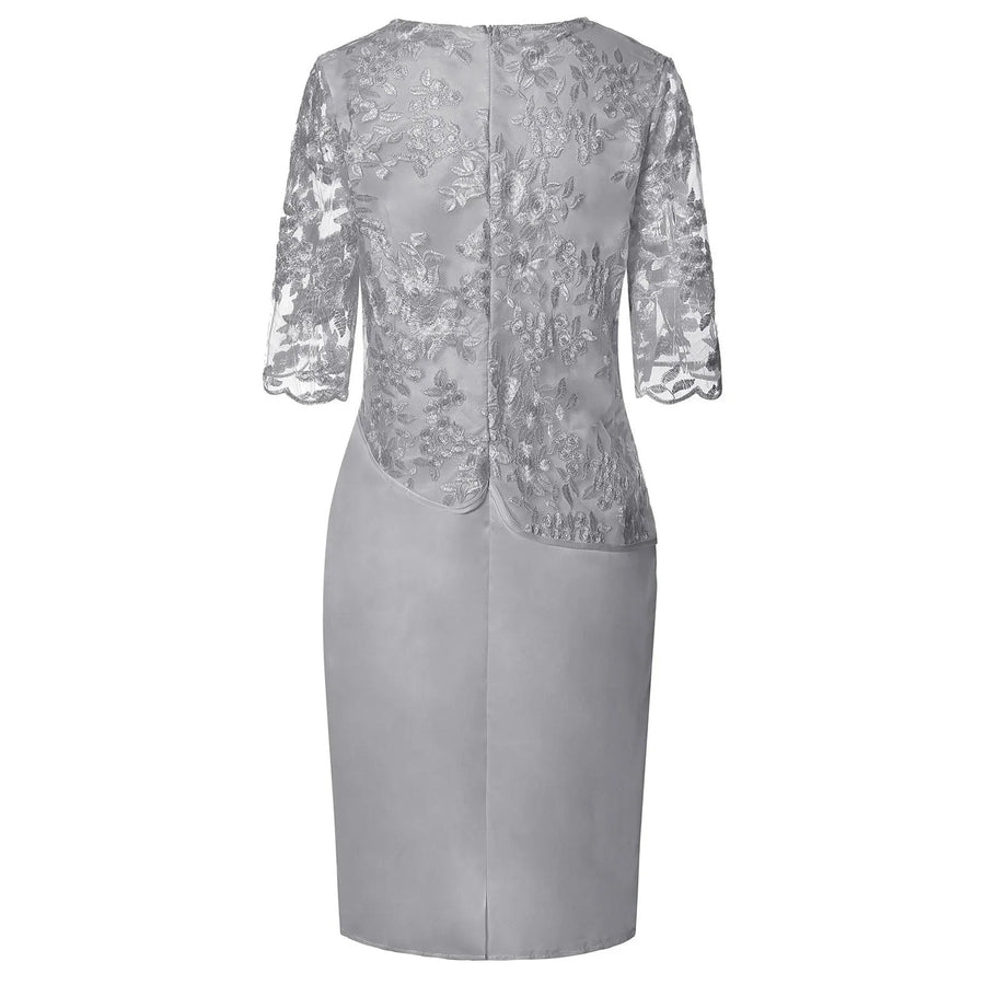 Vita | Women's Knee Length Embroidered Overlay Dress