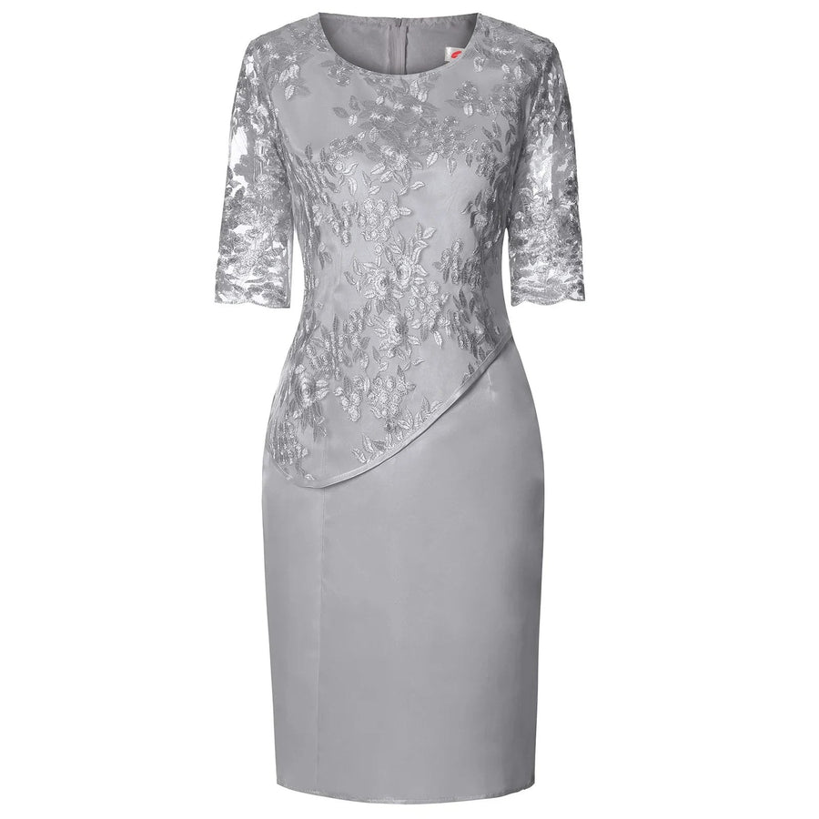 Vita | Women's Knee Length Embroidered Overlay Dress