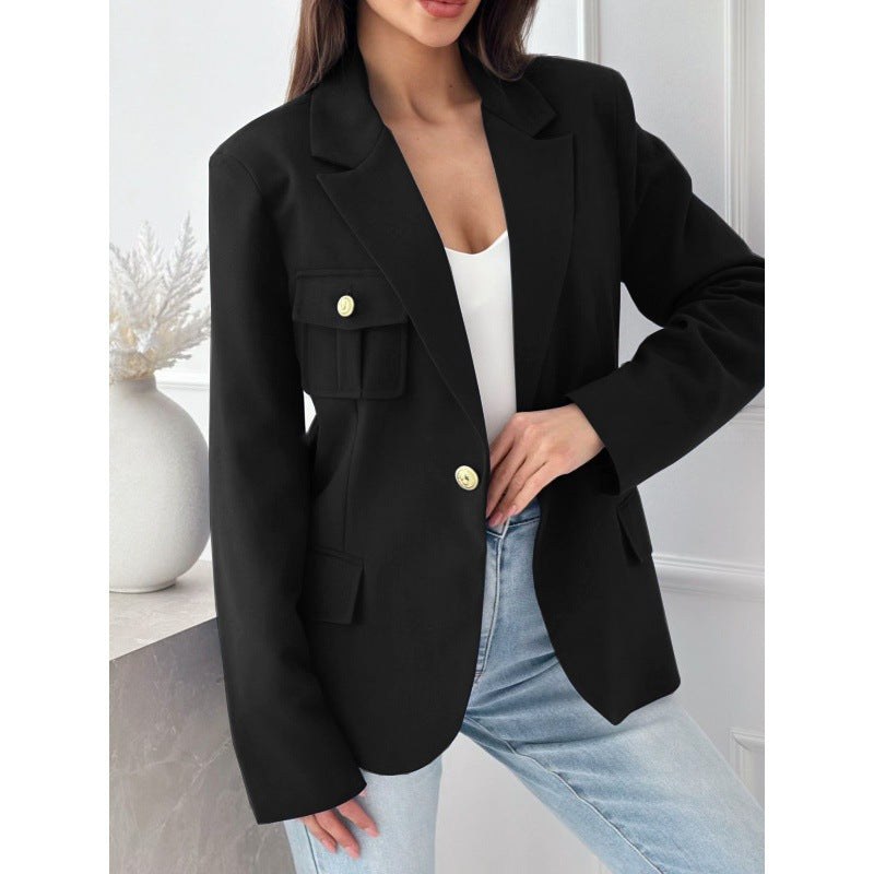 Vittorina | Women's Tailored Pockets Blazer in Black