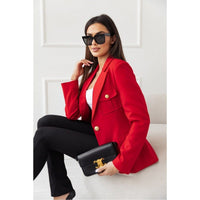 Vittorina | Women's Tailored Pockets Blazer in Red