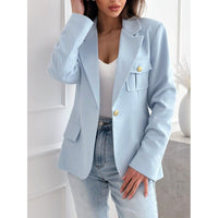 Vittorina | Women's Tailored Pockets Blazer in Sky Blue