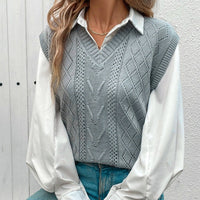 Viveka | Women's V-Neck Knit Elegant Fashionable Sweater in Light Gray