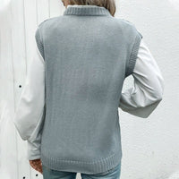 Viveka | Women's V-Neck Knit Elegant Fashionable Sweater in Light Gray