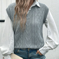 Viveka | Women's V-Neck Knit Elegant Fashionable Sweater in Light Gray