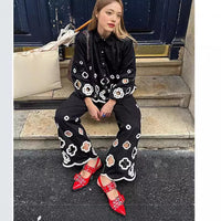 Vivienne | Women's Floral Casual Two-Piece Set in Black